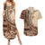 Samoa Siapo Mamanu Couples Matching Summer Maxi Dress and Hawaiian Shirt Plumeria Mocha Motifs