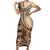 Samoa Siapo Mamanu Family Matching Short Sleeve Bodycon Dress and Hawaiian Shirt Plumeria Mocha Motifs