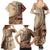 Samoa Siapo Mamanu Family Matching Summer Maxi Dress and Hawaiian Shirt Plumeria Mocha Motifs