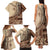 Samoa Siapo Mamanu Family Matching Tank Maxi Dress and Hawaiian Shirt Plumeria Mocha Motifs