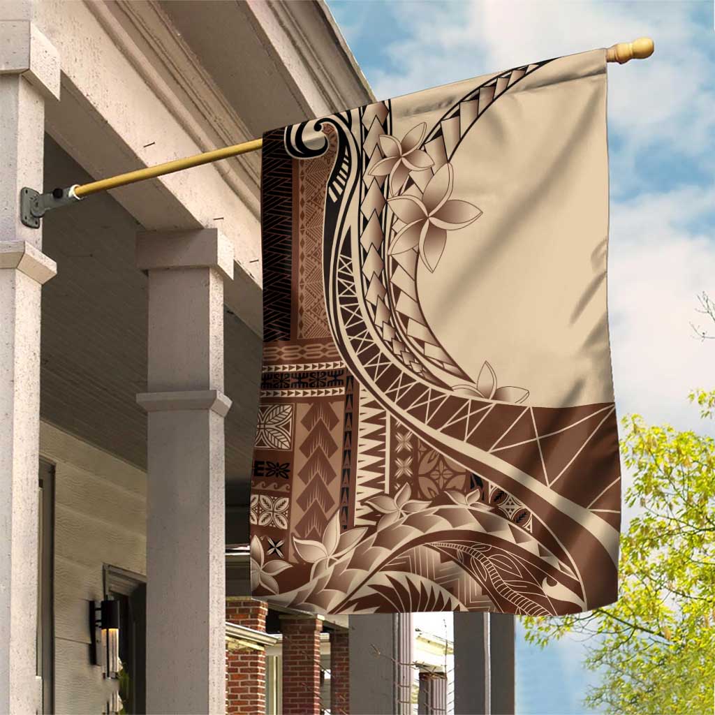 Samoa Siapo Mamanu Garden Flag Plumeria Mocha Motifs LT7 House Flag Mocha - Polynesian Pride