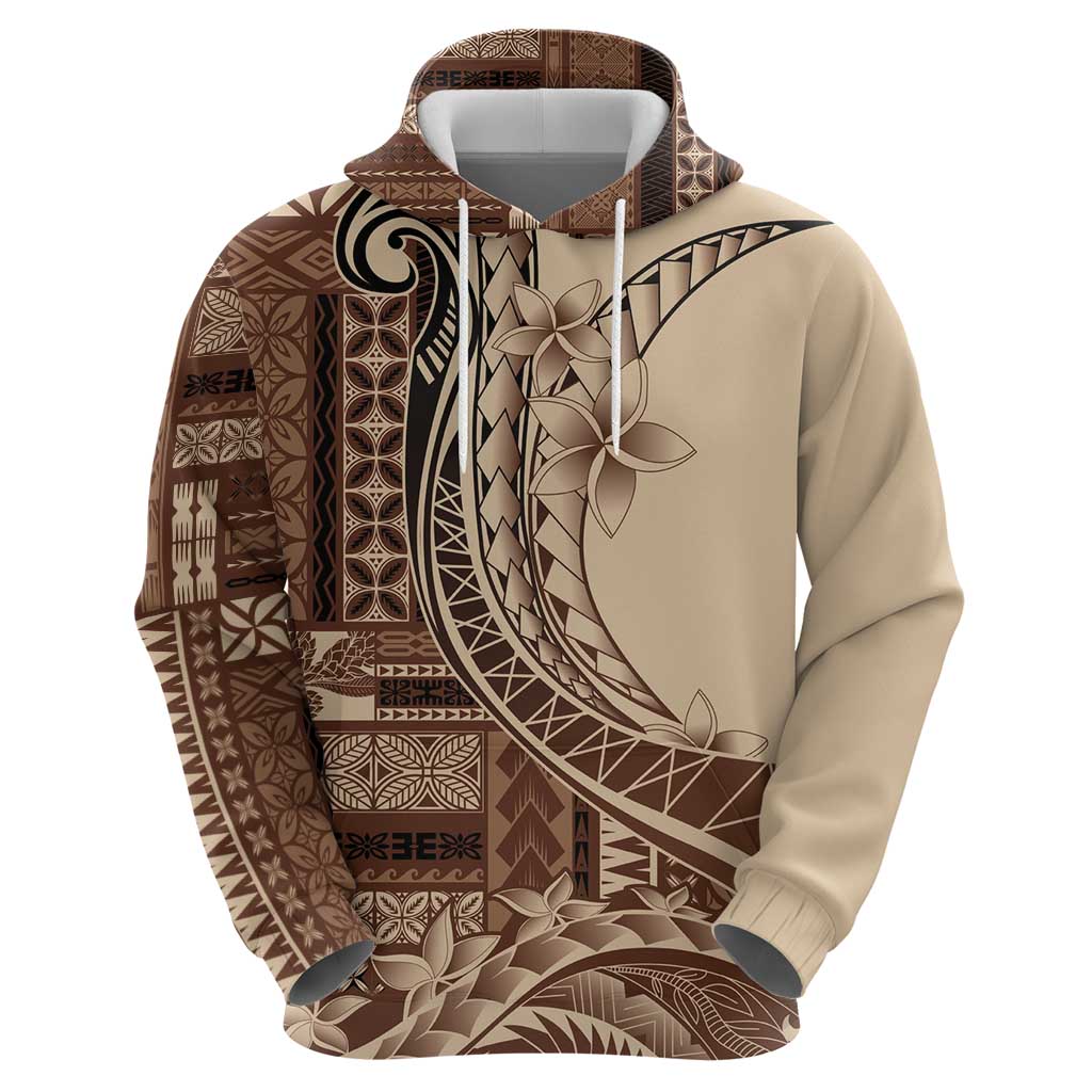 Samoa Siapo Mamanu Hoodie Plumeria Mocha Motifs LT7 - Polynesian Pride