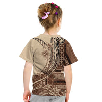Samoa Siapo Mamanu Kid T Shirt Plumeria Mocha Motifs LT7 - Polynesian Pride