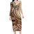 Samoa Siapo Mamanu Long Sleeve Bodycon Dress Plumeria Mocha Motifs