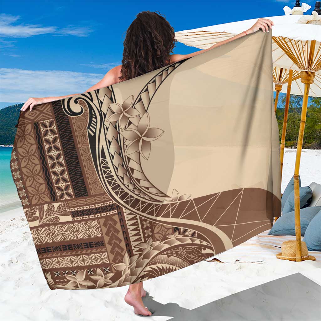 Samoa Siapo Mamanu Sarong Plumeria Mocha Motifs LT7 One Size 44 x 66 inches Mocha - Polynesian Pride