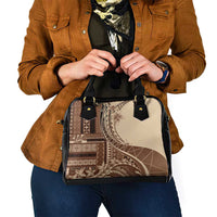Samoa Siapo Mamanu Shoulder Handbag Plumeria Mocha Motifs LT7 - Polynesian Pride