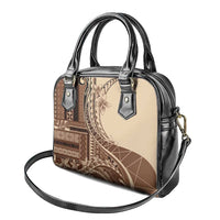 Samoa Siapo Mamanu Shoulder Handbag Plumeria Mocha Motifs LT7 - Polynesian Pride
