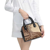 Samoa Siapo Mamanu Shoulder Handbag Plumeria Mocha Motifs LT7 - Polynesian Pride