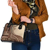 Samoa Siapo Mamanu Shoulder Handbag Plumeria Mocha Motifs LT7 - Polynesian Pride