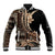 Samoa Siapo Mamanu Baseball Jacket Plumeria Black Motifs