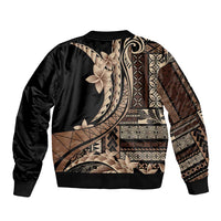 Samoa Siapo Mamanu Bomber Jacket Plumeria Black Motifs LT7 - Polynesian Pride