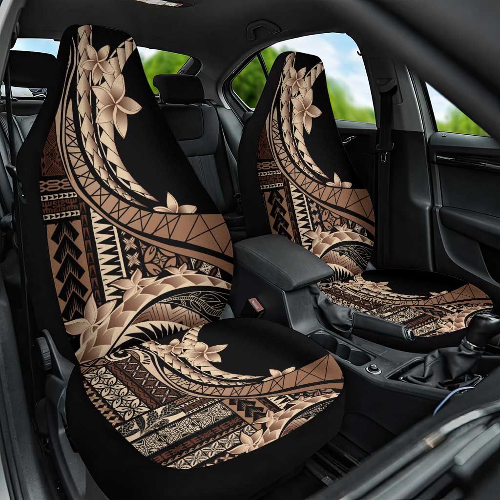 Samoa Siapo Mamanu Car Seat Cover Plumeria Black Motifs LT7 One Size Black - Polynesian Pride