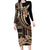 Samoa Siapo Mamanu Family Matching Long Sleeve Bodycon Dress and Hawaiian Shirt Plumeria Black Motifs