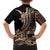 Samoa Siapo Mamanu Family Matching Off The Shoulder Long Sleeve Dress and Hawaiian Shirt Plumeria Black Motifs