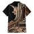 Samoa Siapo Mamanu Family Matching Off The Shoulder Long Sleeve Dress and Hawaiian Shirt Plumeria Black Motifs