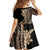 Samoa Siapo Mamanu Family Matching Short Sleeve Bodycon Dress and Hawaiian Shirt Plumeria Black Motifs