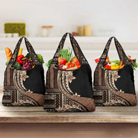 Samoa Siapo Mamanu Grocery Bag Plumeria Black Motifs LT7 3-pack One Size Black - Polynesian Pride