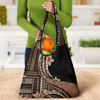 Samoa Siapo Mamanu Grocery Bag Plumeria Black Motifs LT7 - Polynesian Pride