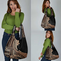 Samoa Siapo Mamanu Grocery Bag Plumeria Black Motifs LT7 - Polynesian Pride