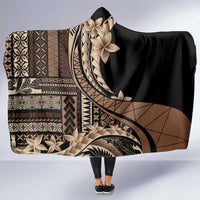 Samoa Siapo Mamanu Hooded Blanket Plumeria Black Motifs LT7 One Size Black - Polynesian Pride