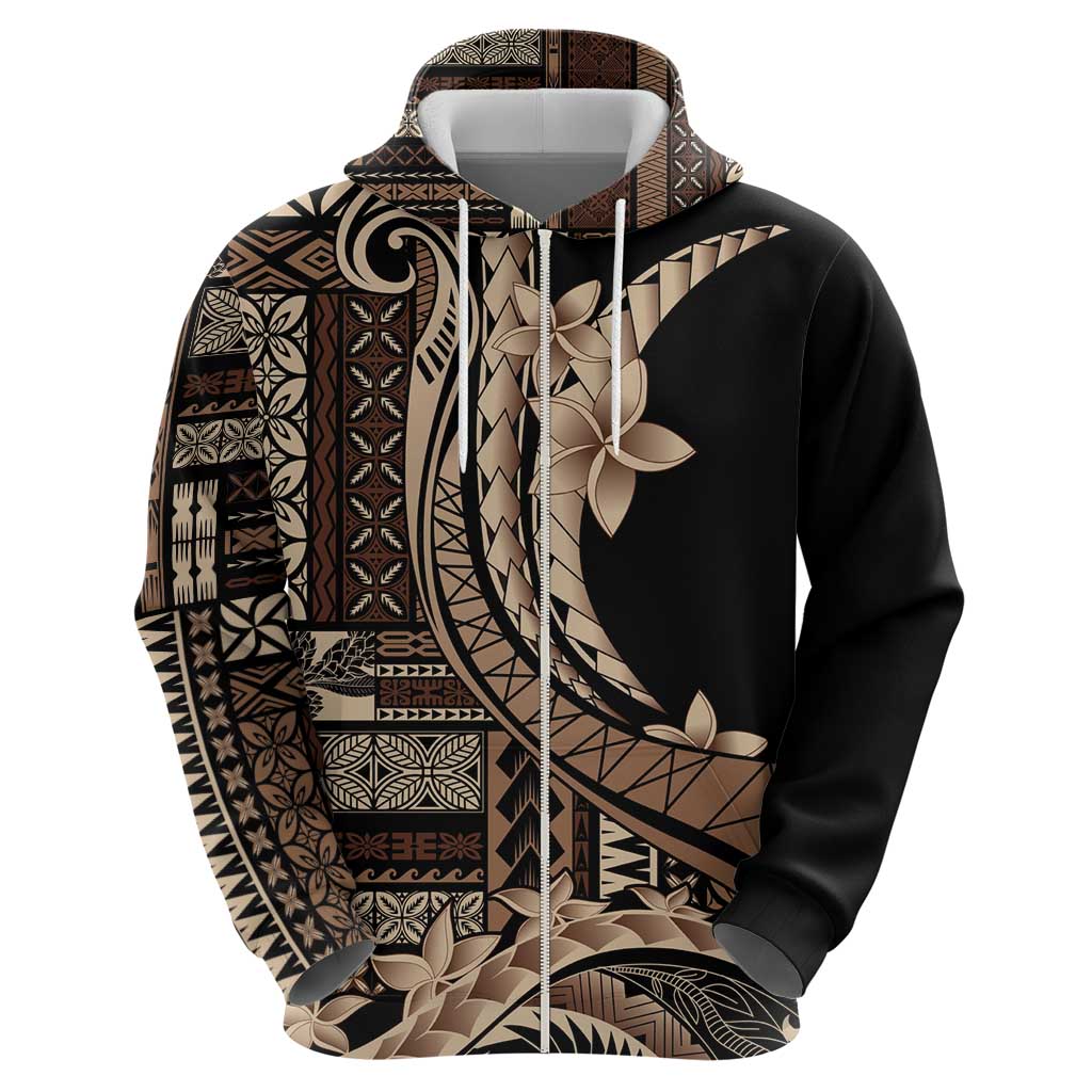 Samoa Siapo Mamanu Hoodie Plumeria Black Motifs LT7 - Polynesian Pride
