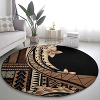 Samoa Siapo Mamanu Round Carpet Plumeria Black Motifs LT7 - Polynesian Pride