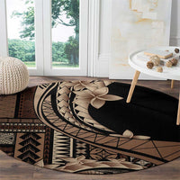 Samoa Siapo Mamanu Round Carpet Plumeria Black Motifs LT7 - Polynesian Pride
