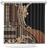 Samoa Siapo Mamanu Shower Curtain Plumeria Black Motifs LT7 Black - Polynesian Pride