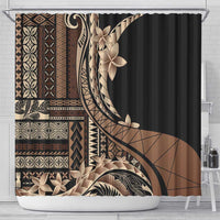 Samoa Siapo Mamanu Shower Curtain Plumeria Black Motifs LT7 - Polynesian Pride