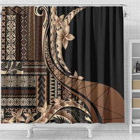 Samoa Siapo Mamanu Shower Curtain Plumeria Black Motifs LT7 - Polynesian Pride
