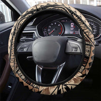 Samoa Siapo Mamanu Steering Wheel Cover Plumeria Black Motifs LT7 - Polynesian Pride