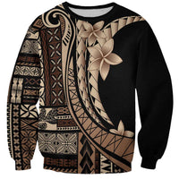 Samoa Siapo Mamanu Sweatshirt Plumeria Black Motifs LT7 Unisex Black - Polynesian Pride