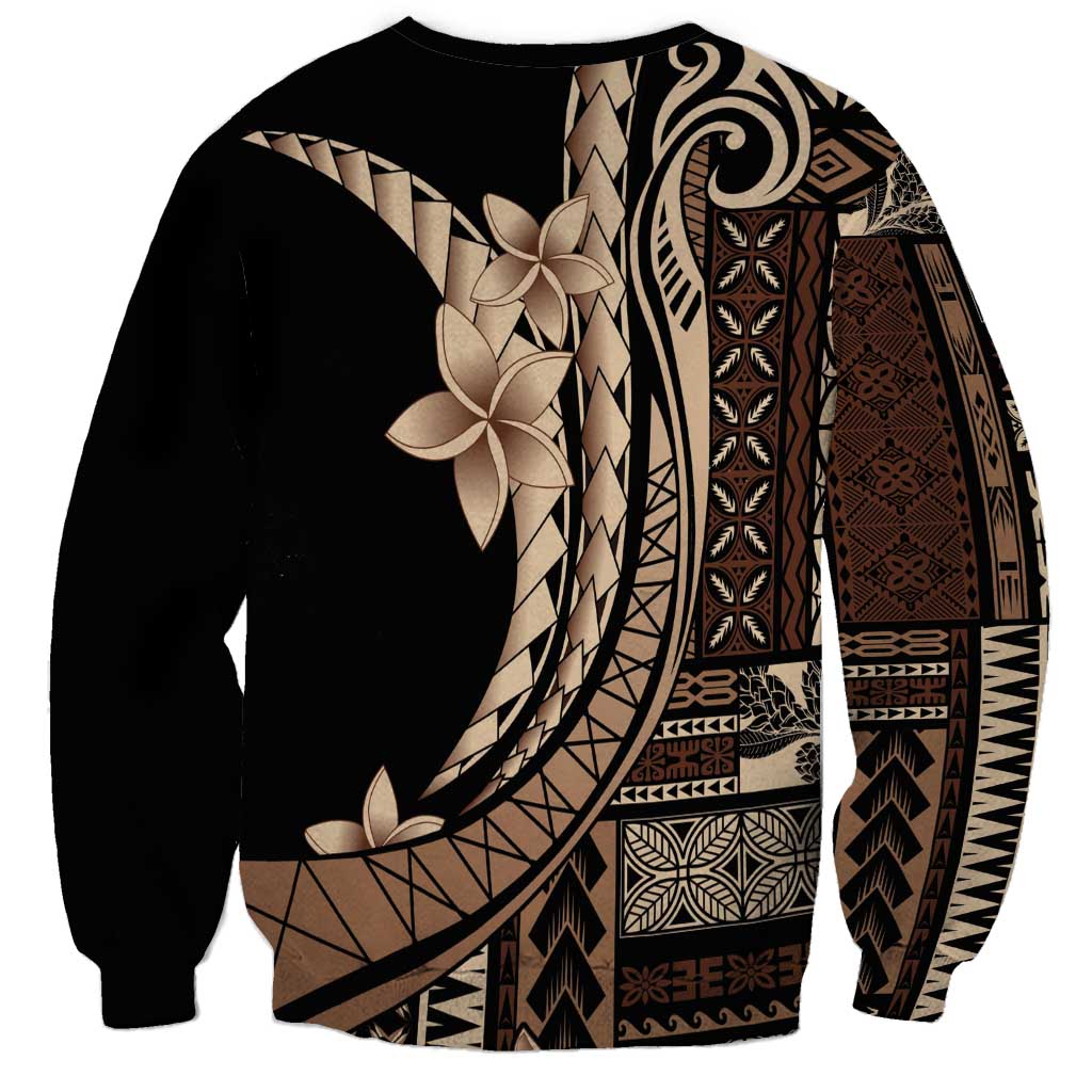 Samoa Siapo Mamanu Sweatshirt Plumeria Black Motifs LT7 - Polynesian Pride