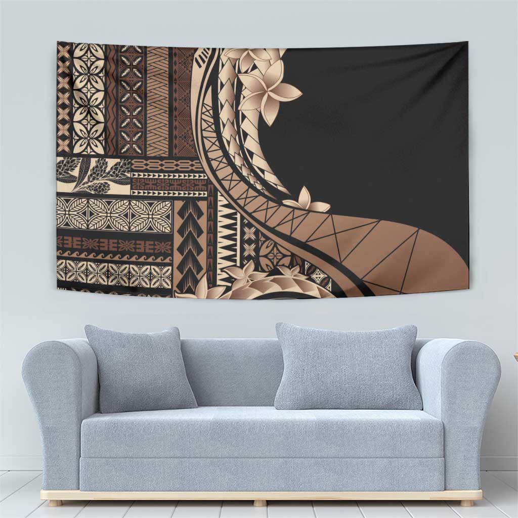 Samoa Siapo Mamanu Tapestry Plumeria Black Motifs LT7 - Polynesian Pride