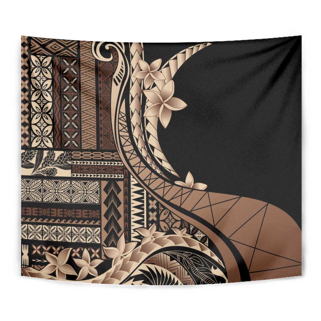 Samoa Siapo Mamanu Tapestry Plumeria Black Motifs LT7 - Polynesian Pride