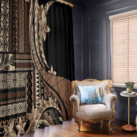 Samoa Siapo Mamanu Window Curtain Plumeria Black Motifs LT7 - Polynesian Pride