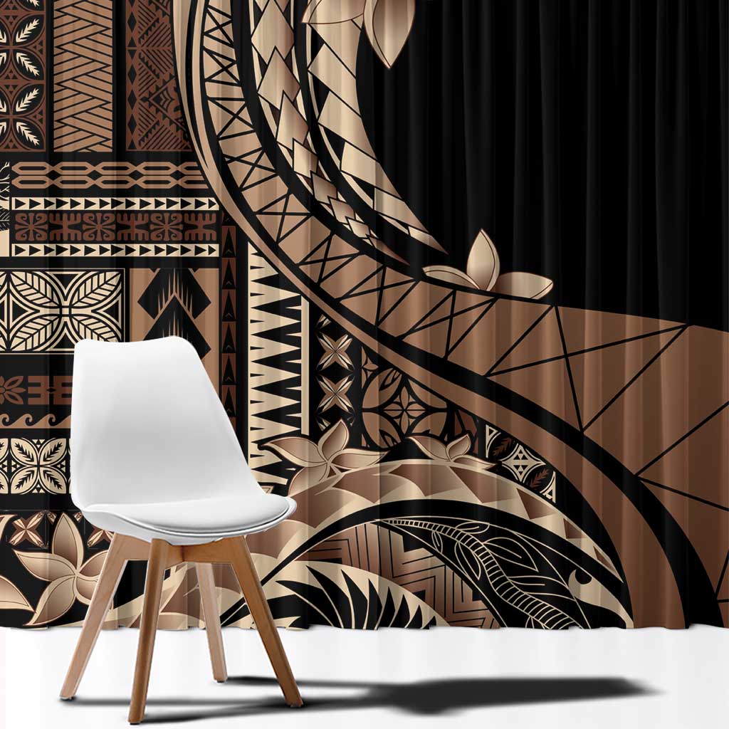Samoa Siapo Mamanu Window Curtain Plumeria Black Motifs LT7 - Polynesian Pride