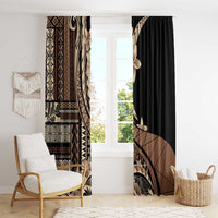 Samoa Siapo Mamanu Window Curtain Plumeria Black Motifs LT7 - Polynesian Pride