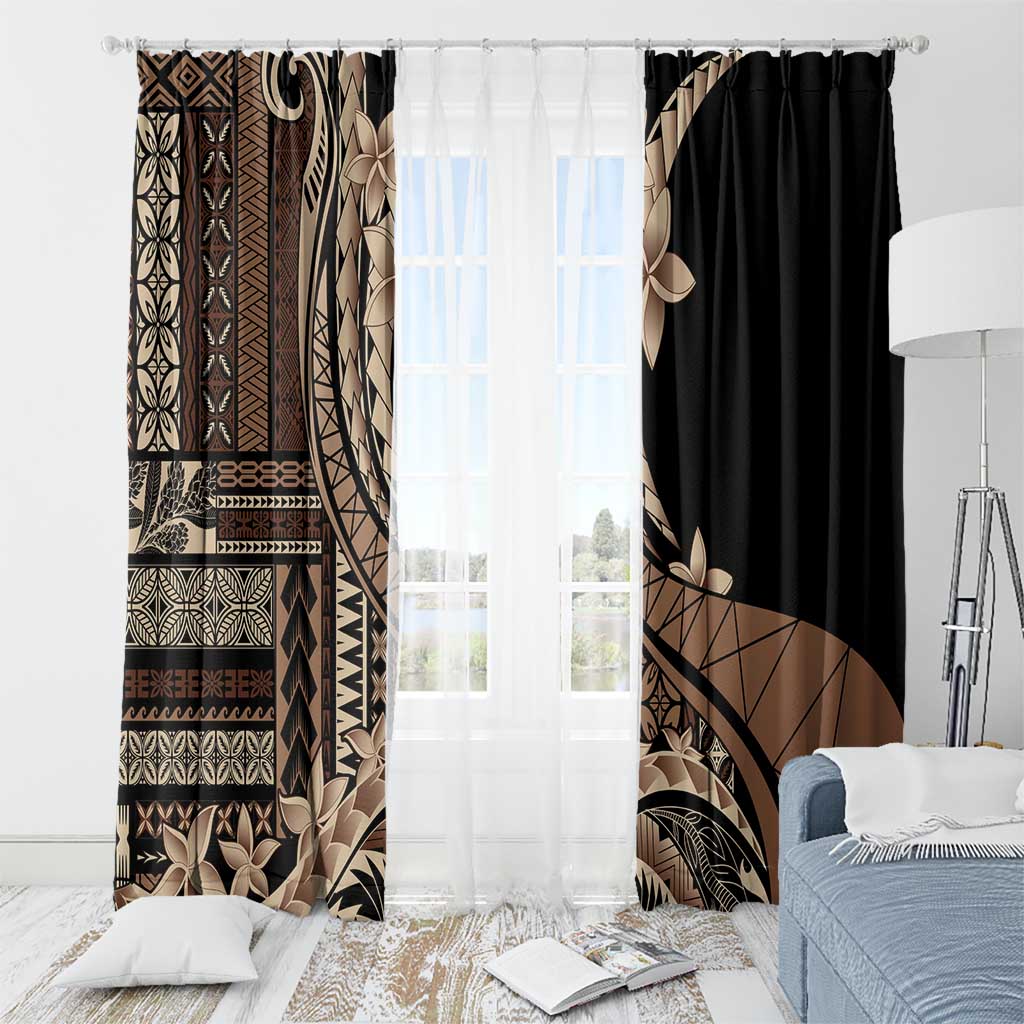 Samoa Siapo Mamanu Window Curtain Plumeria Black Motifs LT7 - Polynesian Pride