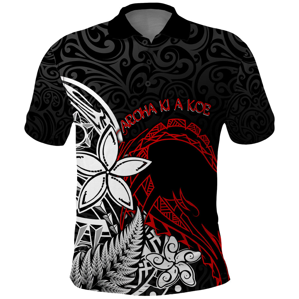 New Zealand Aotearoa Valentine Polo Shirt Couple Maori Aroha Ki a Koe Ver.02 LT7 Black - Polynesian Pride