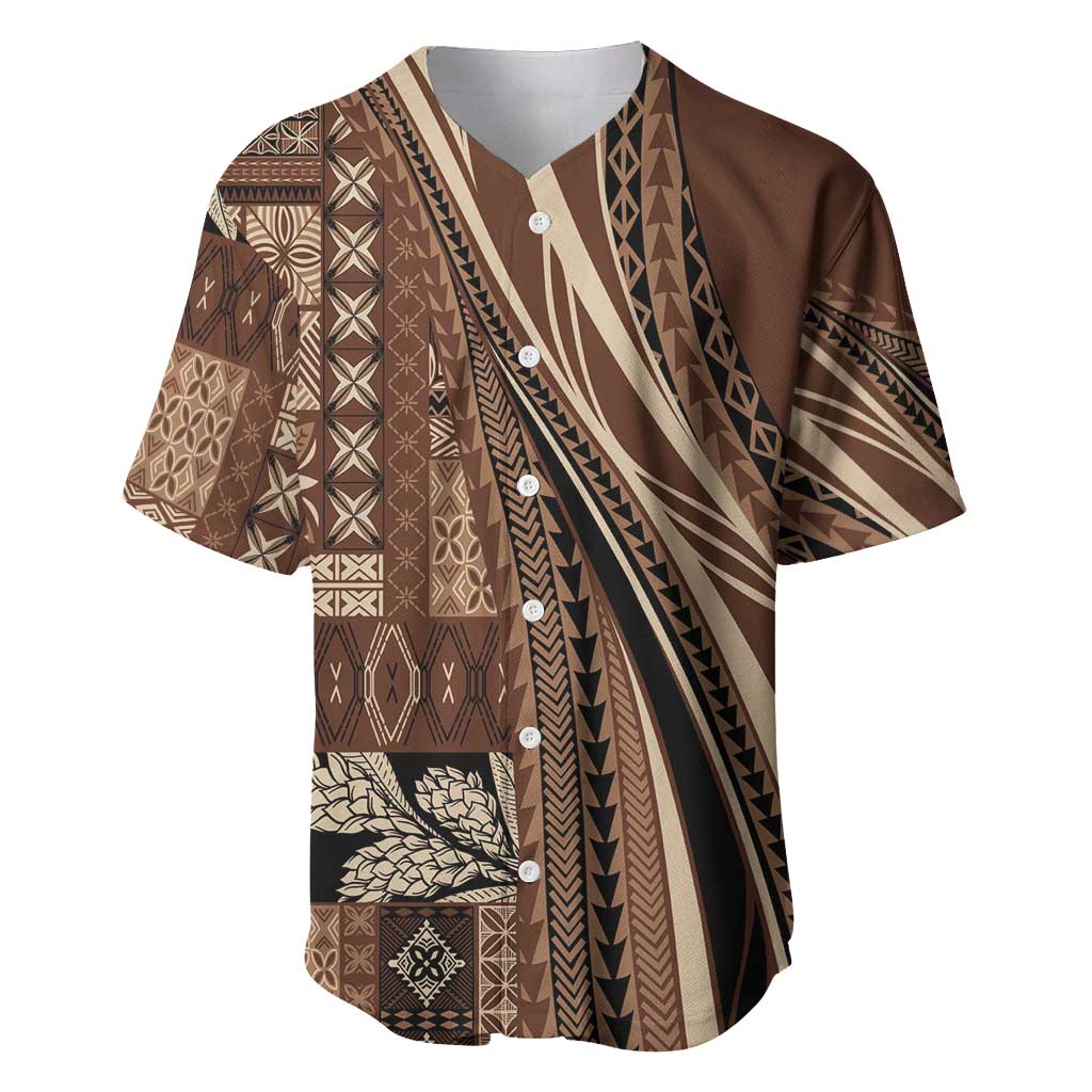 Pasifika Women's Day - Samoa Siapo Malu Tattoo Inspired Baseball Jersey Brown LT7 Brown - Polynesian Pride