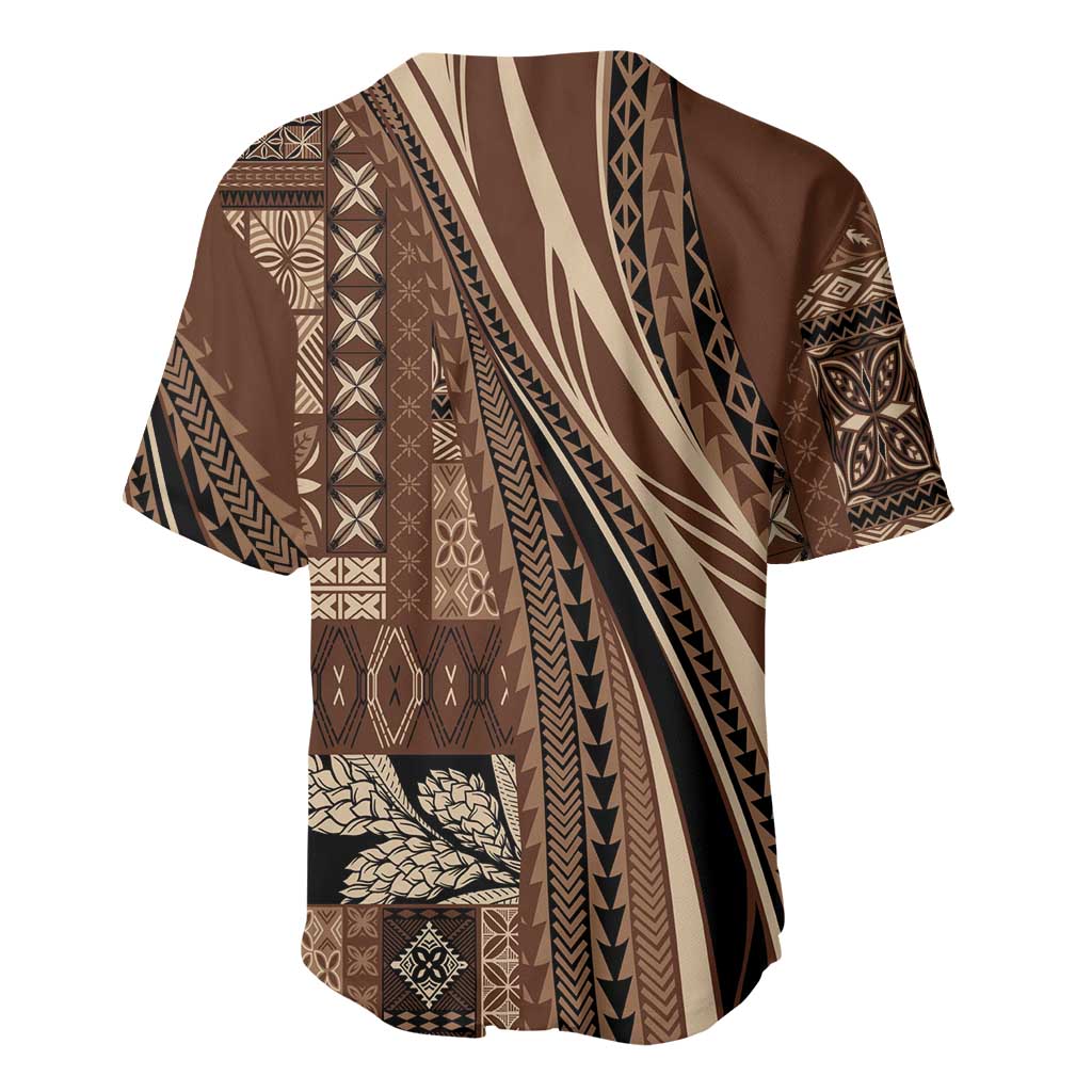 Pasifika Women's Day - Samoa Siapo Malu Tattoo Inspired Baseball Jersey Brown LT7 - Polynesian Pride