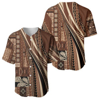 Pasifika Women's Day - Samoa Siapo Malu Tattoo Inspired Baseball Jersey Brown LT7 - Polynesian Pride
