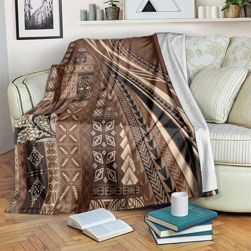 Pasifika Women's Day - Samoa Siapo Malu Tattoo Inspired Blanket Brown LT7 Brown - Polynesian Pride