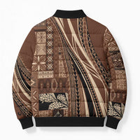 Pasifika Women's Day - Samoa Siapo Malu Tattoo Inspired Bomber Puffer Jacket Brown LT7 - Polynesian Pride