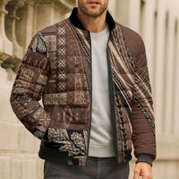 Pasifika Women's Day - Samoa Siapo Malu Tattoo Inspired Bomber Puffer Jacket Brown LT7 - Polynesian Pride