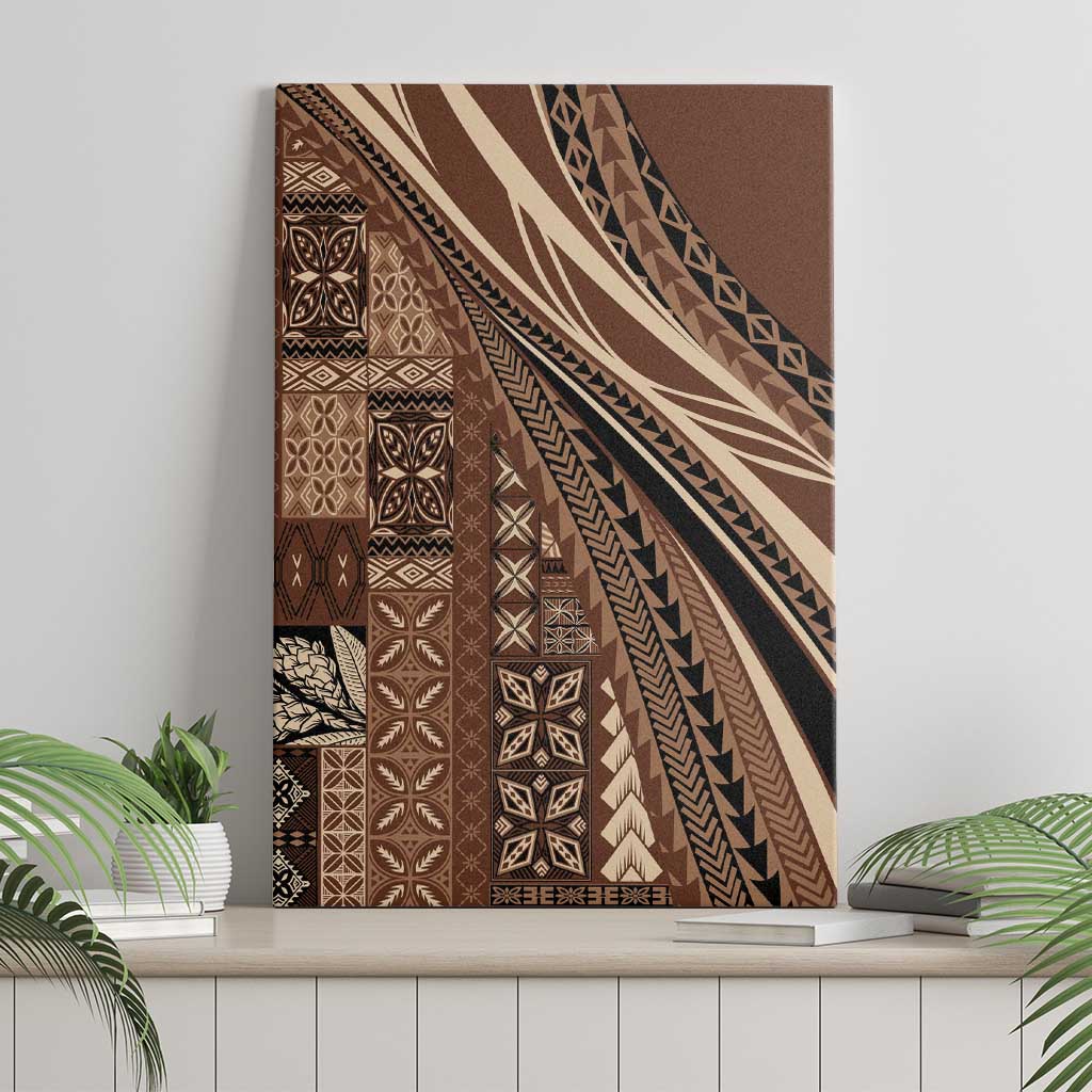 Pasifika Women's Day - Samoa Siapo Malu Tattoo Inspired Canvas Wall Art Brown LT7 - Polynesian Pride