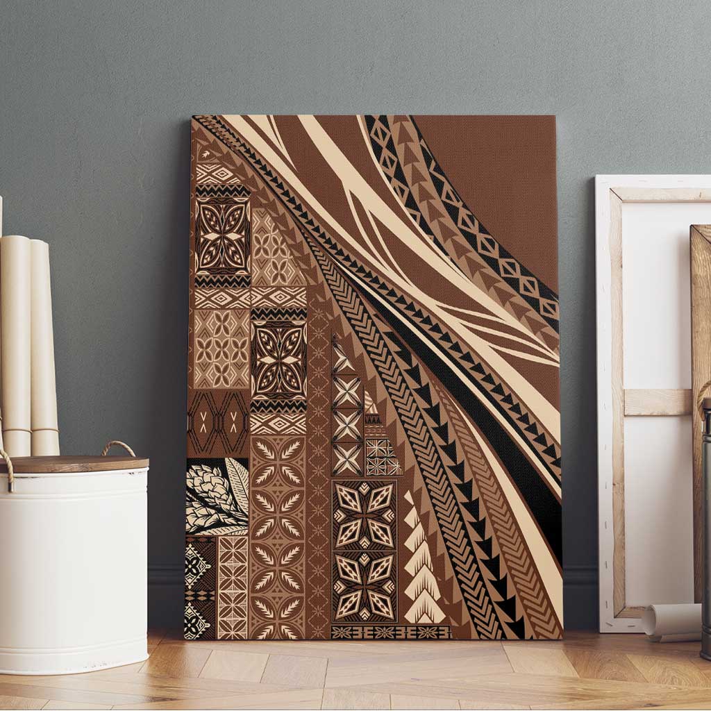Pasifika Women's Day - Samoa Siapo Malu Tattoo Inspired Canvas Wall Art Brown LT7 - Polynesian Pride