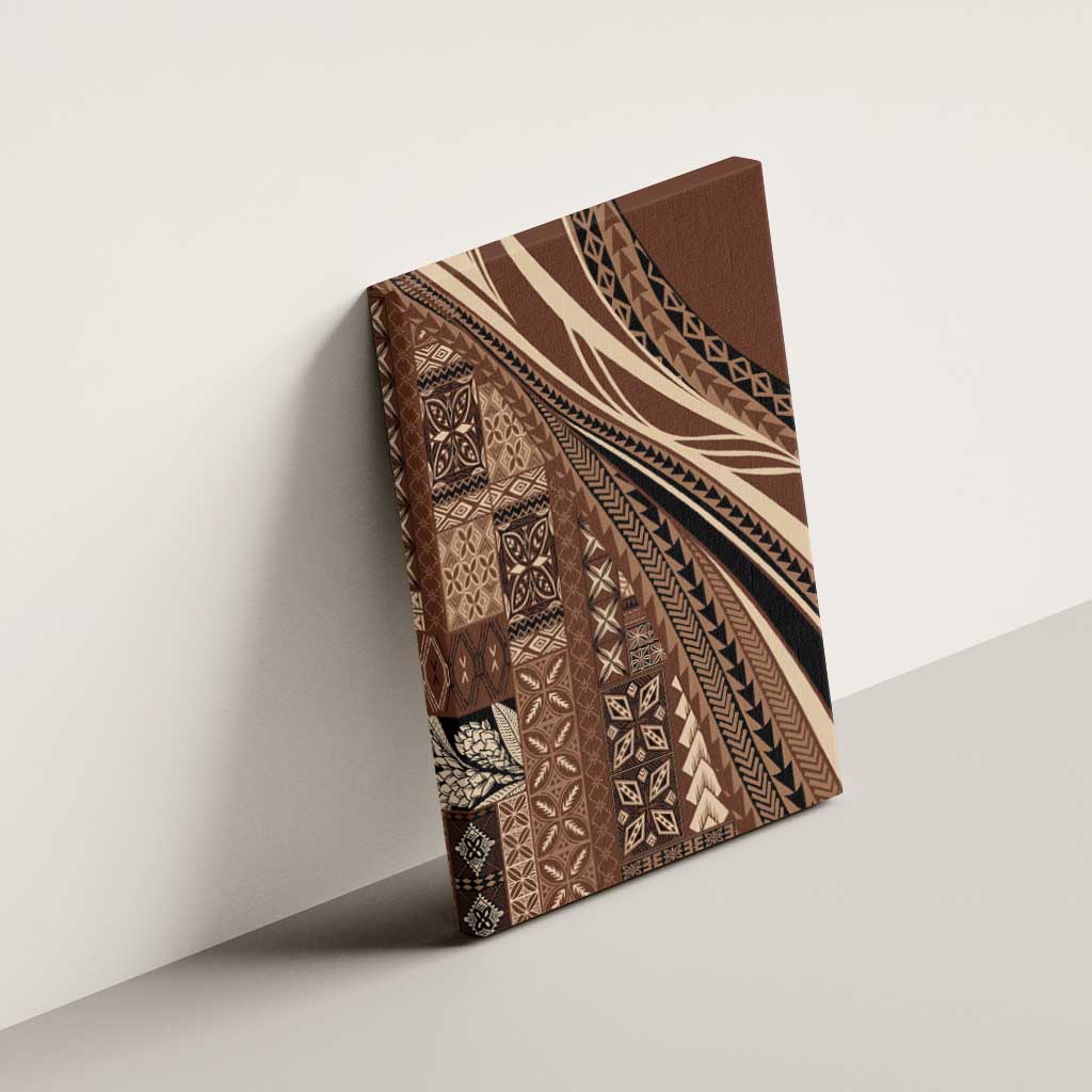 Pasifika Women's Day - Samoa Siapo Malu Tattoo Inspired Canvas Wall Art Brown LT7 - Polynesian Pride