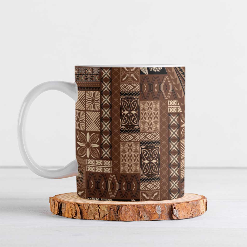 Pasifika Women's Day - Samoa Siapo Malu Tattoo Inspired Ceramic Mug Brown LT7 Brown - Polynesian Pride